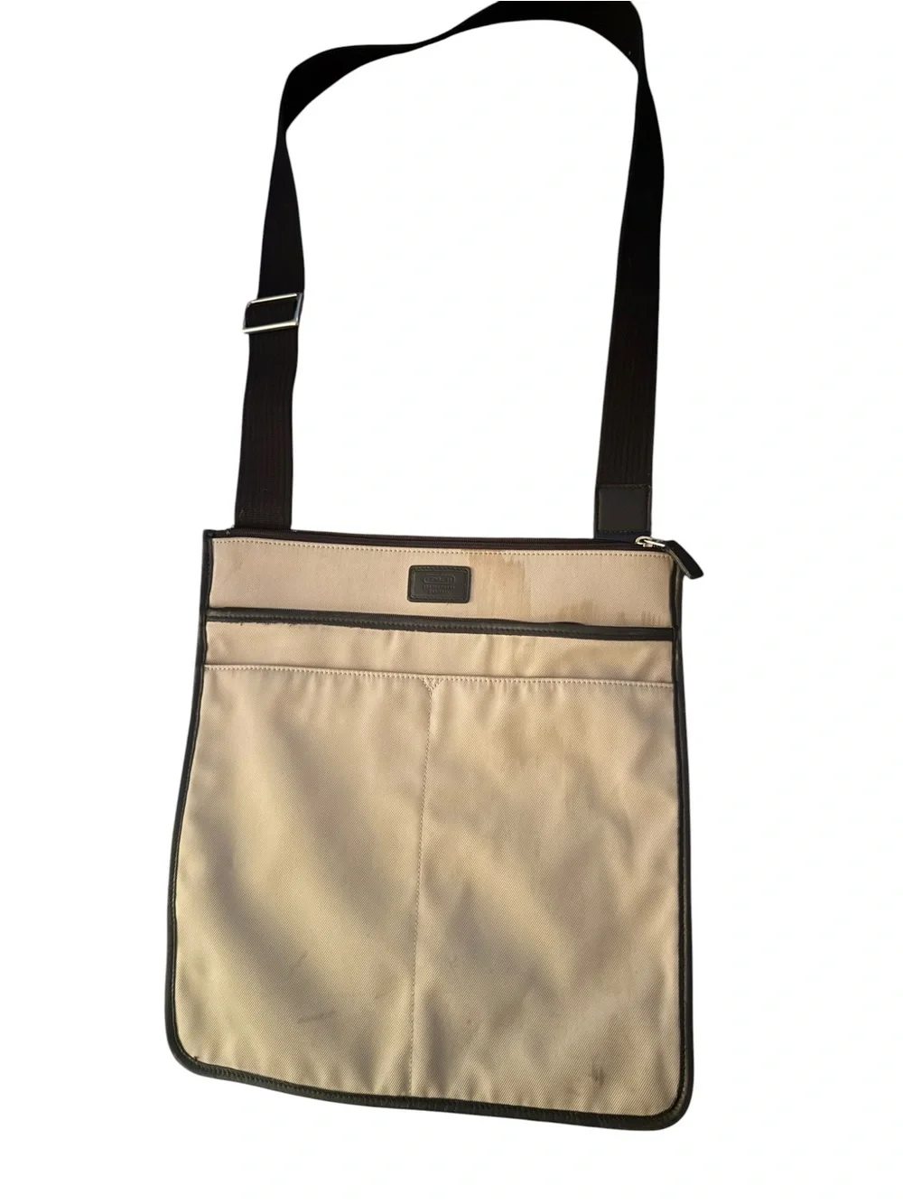Coach Beige Crossbody Bag with Black Trim